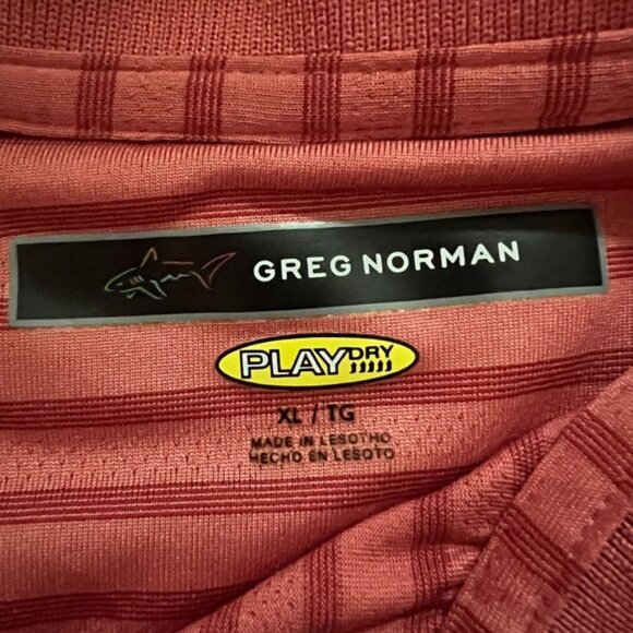 Greg Norman Collection striped performance polo - size XL red/coral - Picture 5 of 7